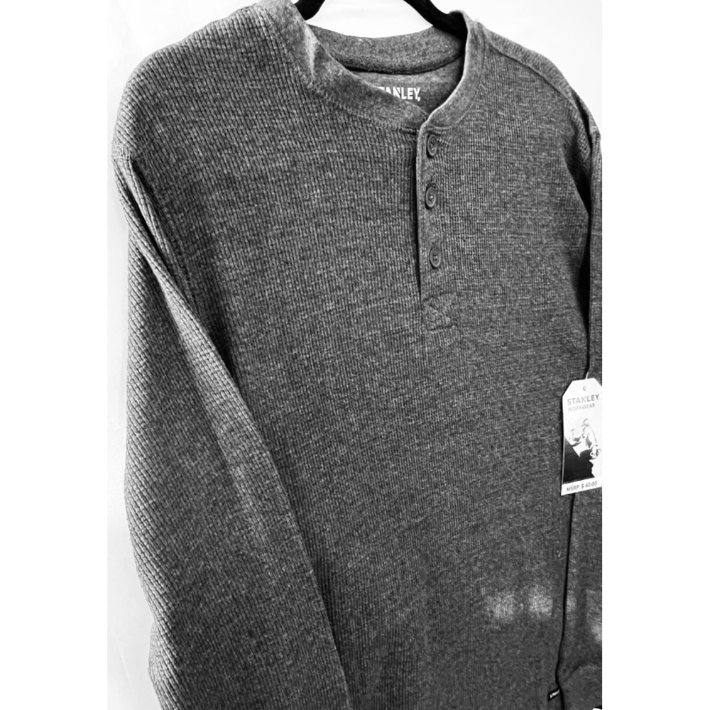 NWT‎ Stanley Mens Heather Gray Long sleeve Henley size S Workwear